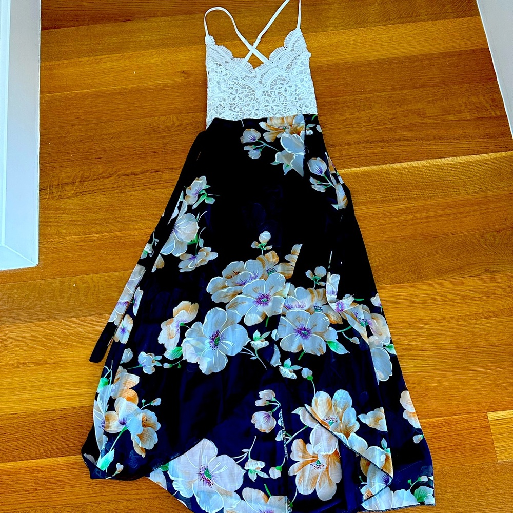 White lace and floral dress